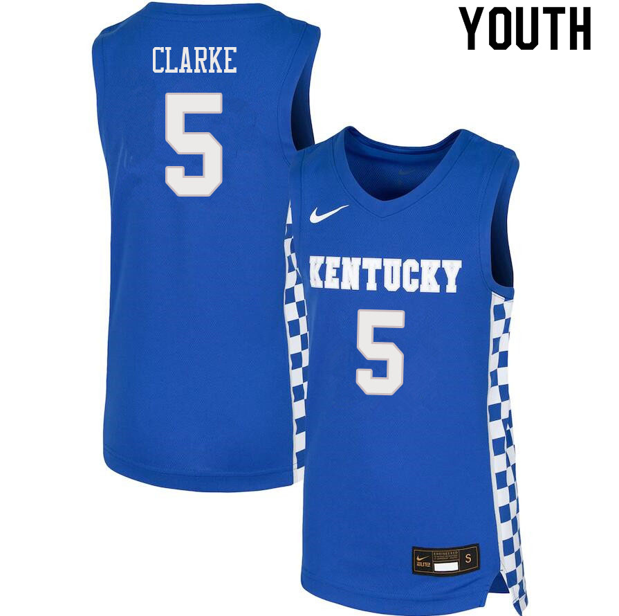 Youth #5 Terrence Clarke Kentucky Wildcats College Basketball Jerseys Sale-Blue